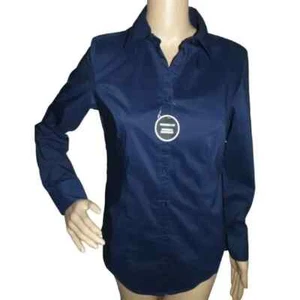 George Shirt Size Small (4-6) Button Down Navy Blue Modern Fit Wrinkle Resistant - Picture 1 of 12