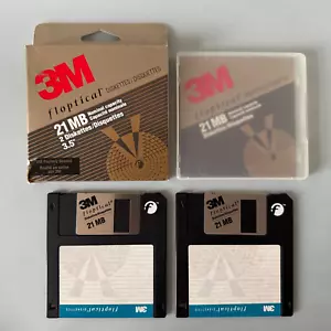 Paquete de 2 Discos Flopticos 3M 3.5" 21MB Hecho en EE. UU. 1993 Retrocomputación - RARO - Imagen 1 de 9