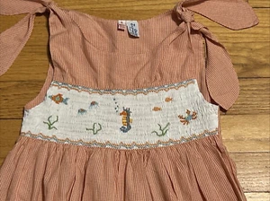 Orient Expressed Inc. Smocked Sea Life Orange Gingham Summer Dress Size 5 - Picture 1 of 5