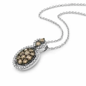 LeVian 14K White Gold 18" Pendant Necklace with 0.68ct G-H SI1 Chocolate Diamond - Picture 1 of 7
