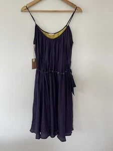 GORMAN Purple Blossom 100% Silk Spaghetti Strap Dress Size M NEW RRP$349 Belt - Bild 1 von 10