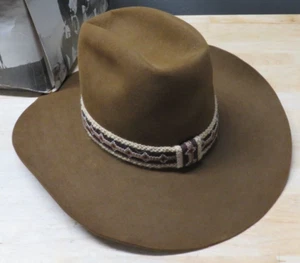 Vintage 4X Beaver John B. Stetson Brown Western Cowboy Hat 7 1/8 Made In USA - Picture 1 of 16