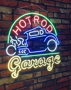 Hot Rod Garaje Vidrio Real Neón Letreros Hechos a Mano Bar Bistró Decoración de Sala de Juegos - Imagen 1 de 4