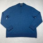 Untuckit Performance Sweater Mens 1/4 Zip Pullover Blue Large 100% Merino Wool