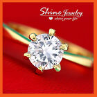 14k Gold Gf 1ct Solitaire Lab Diamond Engagement Wedding Valentine Womens Ring