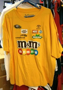 VINTAGE CHASE #18 KYLE BUSCH M&M'S YELLOW UNIFORM BIG # TEE SHIRT XL X LARGE NWT - Picture 1 of 2