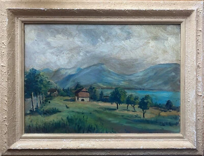 Tableau "Paysage de montagne" signé Sampic, artiste de Seignelay 1950 - Photo 1/4