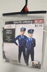 M(8) Youth Unisex Boy Girl Police Officer Blue Halloween Costume New - Picture 1 of 5
