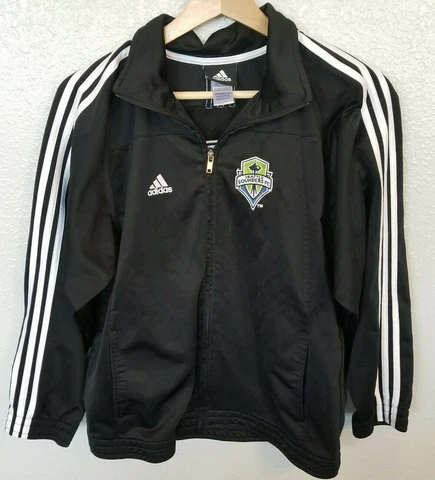 Adidas Seattle Sounders FC MLS Youth Medium 10 12 Zip Up Jacket Black Cover