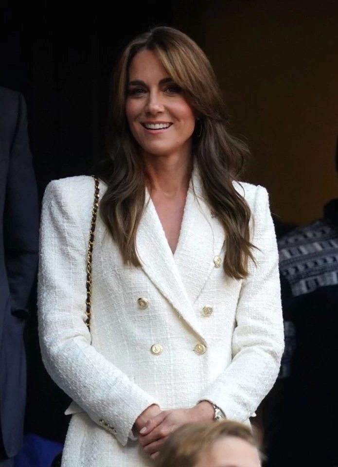 ZARA TEXTURED TWEED DOUBLE-BREASTED BLAZER ECRU SIZE S 7609/516 FW23 KATE