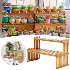 2 Tier Bamboo Bookshelf Office Student Stationery Organizer Magazine Holder Rack - Picture 1 of 13