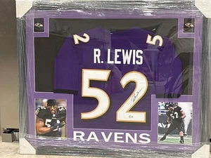 RAY LEWIS Signed/Autographed Custom Jersey in 35x43 Frame - Beckett/BAS - Picture 1 of 4