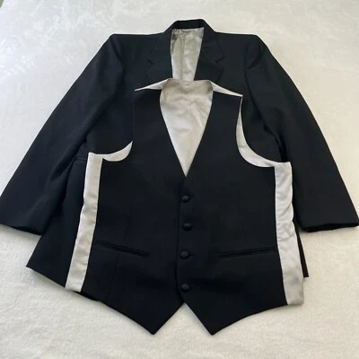 Givenchy Mens Tuxedo Jacket and Vest 40R Black Notch Lapel Wool - Image 1 of 4