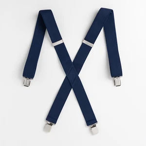 New 1 1/2" Suspenders Navy Blue 1.50 wide Polyester Elastic Braces no tags - Picture 1 of 1