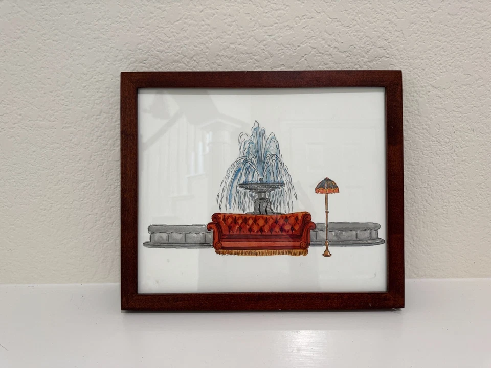 OOAK Pottery Barn Framed Art -Friends TV Show-Inspired Fountain Couch VERY RARE - Image 1 of 4