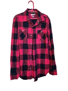 Arizona Jeans Buffalo kariert rot schwarz Jungen Jugend Langarm Button Down Hemd M - Bild 1 von 3