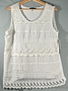 NWT Relativity Women's Size L Tank/Cami Top Crochet/Lace Lined White Sleeveless - Picture 1 of 10