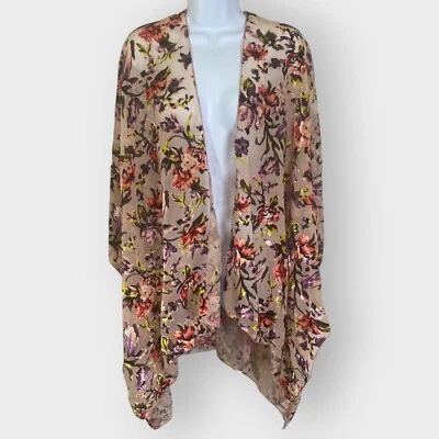 Cárdigan kimono transparente Simply Noelle para mujer | OSFM | Terciopelo rosa Burnout | Boho Foto 1 de 4