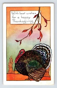 Postcard Thanksgiving Turkey Haystack Fall Leaves Whitney 1920s Unposted - Picture 1 of 2
