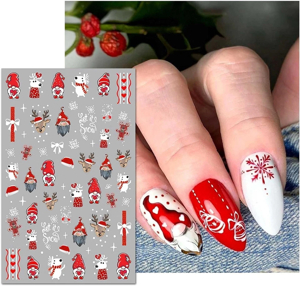 Nail Art Sticker Weihnachten Rentier Eisbär Lebkuchen Wichtel Gonk Farn 991