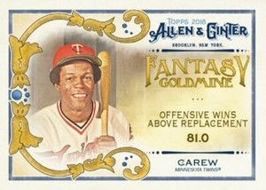 ROD CAREW 2018 TOPPS ALLEN & GINTER FANTASY GOLDMINE SP 5X7 JUMBO CARD #/49