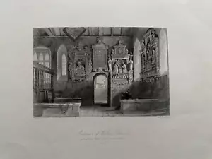 Antiker Druck von 1842; Wotton Church Interior, Surrey nach Thomas Allom - Bild 1 von 2