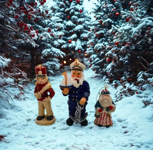 Kurt S Adler Wooden Toy Soldier Santa Captain Christmas Ornaments Lot Of 3 - Picture 1 of 13