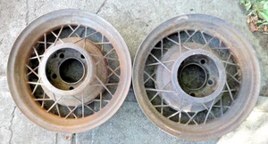 1935 Ford 16" WIRE SPOKE WHEELS Original pair 5 Lug 16x4 - Picture 1 of 23