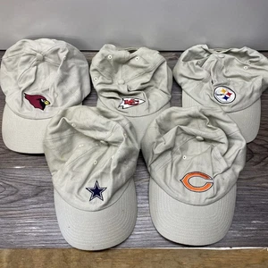 Menge 5 NFL Team hellbraun Hüte 100 % Baumwolle Cowboys Chiefs Cardinals Steelers LESEN - Bild 1 von 17