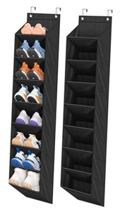 2 Pack Narrow Over The Door Shoe Organizer with 8 Large Deep Pockets, Hanging - Picture 1 of 8