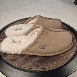 UGG Scuff Herren Größe 10 Slipper Pantoletten Flauschige Hausschuhe Schuhe Braun - Bild 1 von 9
