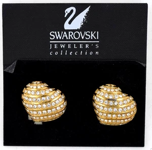 Swarovski Crystal Heart Earrings Clip On MINT on Card - Picture 1 of 4