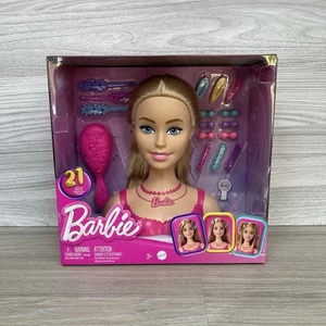Barbie Doll Styling Head Blond Hair and 20 Colorful Accessories for Hair Styling - Picture 1 of 9