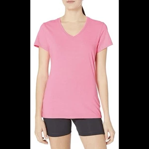 SOFFE Juniors Athletic Tee V-Neck Cotton Blend Neon Pink SIZE M Medium T-Shirt - Picture 1 of 2