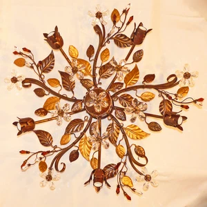 CEILING LAMP ART.93 WROUGHT IRON ANTIQUE RUSTIC GOLD CEILING LAMP - Picture 1 of 4