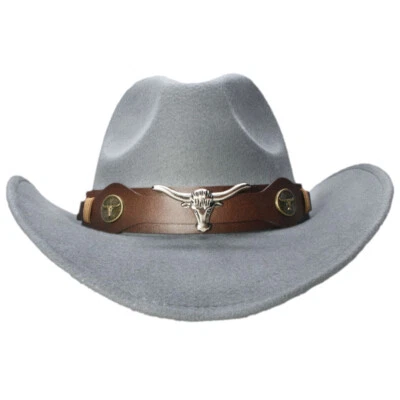 Sombrero de Vaquero Occidental Gorra de Vaquera Ala Ancha con Cinturón de Calavera de Toro para Mujeres y Hombres Foto 1 de 4