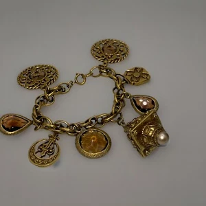 Vintage Victorian Revival Charm Bracelet Etruscan Retro Estate Find - Picture 1 of 13