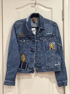Ralph Lauren Patch Regal Crest Denim Trucker Jacke - Damengröße Small S neu mit Etikett - Bild 1 von 16
