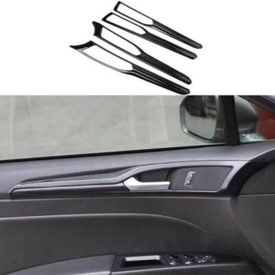 Para Ford Mondeo/Fusion 2013-2020 ABS fibra de carbono interior panel de puerta moldura 4X Foto 1 de 4