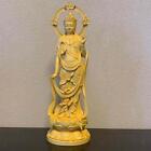 2Pieces Wooden Buddha Statue Office Indoor Living Room Decor Ornaments