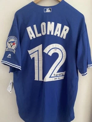Roberto Alomar Autographed Blue Jays Majestic Jersey PSA/DNA 40th Season PATCH - Image 1 of 4