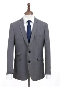 Men's Grey Suit Tailored Fit Formal Wedding A39 Savile Row - Picture 1 of 12