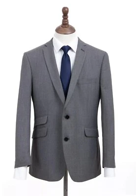 Men's Grey Suit Tailored Fit Formal Wedding A39 Savile Row - Image 1 of 4