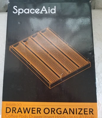 SpaceAid Bambú Cafetera Portavasos Almacenamiento Cajón Inserto 40 PODS Nespresso Foto 1 de 4