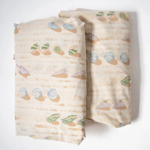 Vintage 1982 J. P. Stevens Coastal Sea Shell Full Fitted & Flat Sheet Set - Picture 1 of 9