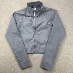 Fabletics Cold Weather Full Zip Jacket Cropped Athletic Activewear Top Gray L - Picture 1 of 9