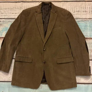 Lauren Ralph Lauren Corduroy Blazer Men 44L Tan Elbow Patch Jacket Paisley Lined - Picture 1 of 11