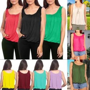 Ladies Camisole Vest Top Womens Stretchy Casual Tank Tops Plain Cami Cool Shirt 