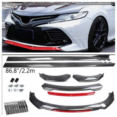 Carbon Style Front Bumper Lip Spoiler Splitter Side Skirts For Toyota Camry US Foto 1 de 4