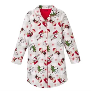 PEANUTS Charlie Brown Snoopy Girl Flannel Pajamas Dress Christmas Size XS S NWT - Picture 1 of 16